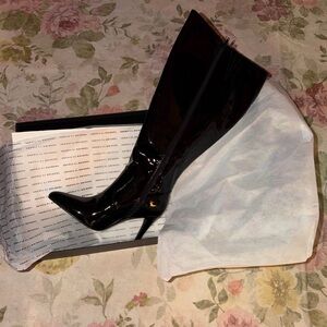 LISETTE Glossy Black Heeled Boots